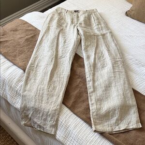 Quince Linen Wide-Leg Pants in Natural Beige